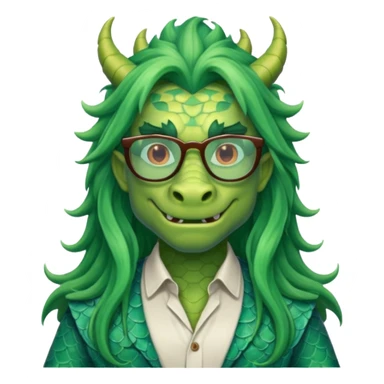 long hair dragon with shirt and glasses sticker