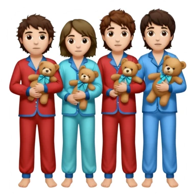 the four members of the band greta van fleet wearing pajamas and holding teddy bears sticker