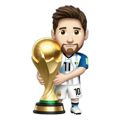 Lionel Messi holding World cup Trophy sticker