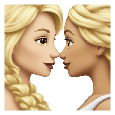 2 women princesses couple blonde deep kiss sticker