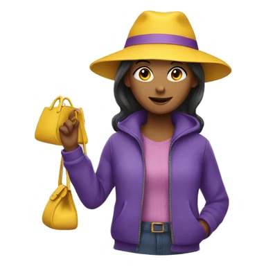 Girl with yellow hat and violet bag  sticker
