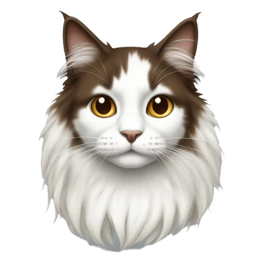 Long haired cat white and dark brown sticker