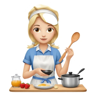 haz una chica rubia preparando un desayuno sticker