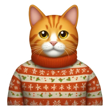 Orange cat in Christmas sweater  sticker