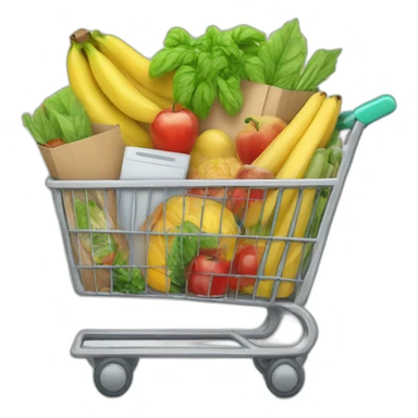 shopping cart with groceries inside sticker