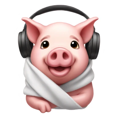 pig in a blanket with headphones  sticker