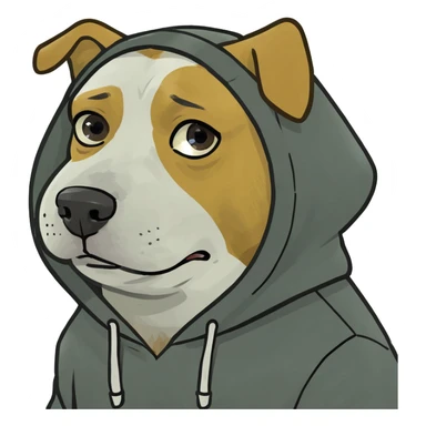 sad dog in bart hoodie sticker
