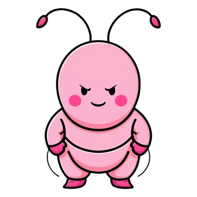 Majin Buu from Dragon Ball Z, pink round body with holes, antenna on head, innocent smile sticker