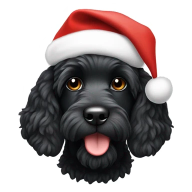 Black cockapoo in a Christmas hat sticker
