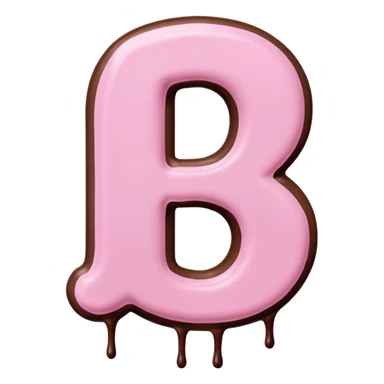 “Single pink bubble letter d, white outline, bottom dipped in chocolate with pink frosting drizzle, kawaii style, glossy, soft shading, clean outline, transparent background, Discord emoji size” sticker