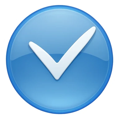 A blue circle with am inner tick sticker