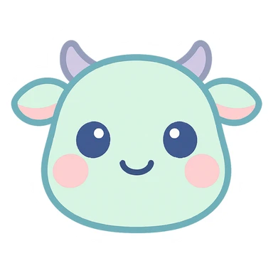 Turn this cute cow mug illustration into a kawaii style emoji with simple features and a transparent background. sticker