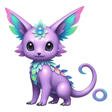 Multicolored sparkly pastel dark iridescent light pale gloomy spooky cute adorable pretty cool elegant realistic floral exotic Fakémon-Pokémon-Digimon-Trico, full body sticker