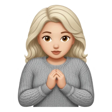 Design a woman’s grey sweater for a voluptuous woman. Only design the sweater sticker