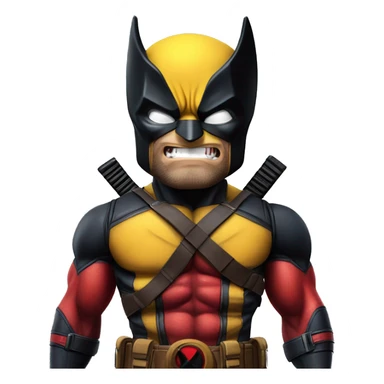 HD images of Wolverine in Deadpool's costume sticker