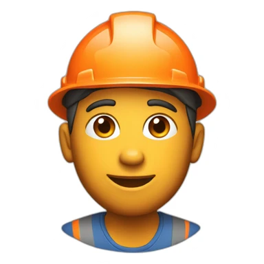 construction worker with orange cone icon on his hat sticker