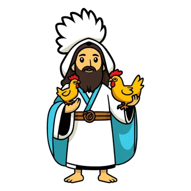 Israeli shaman raising chickens sticker