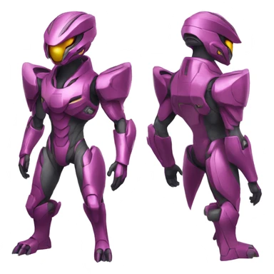 a Genesect-Raptor-Fakémon—hybrid with a futuristic visor-helmet full body sticker