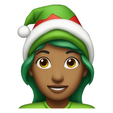 My sister Elaine wearing a elf hat sticker