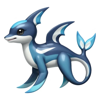 Black and white smooth glossy soft hot Meloetta-Dialga-Orca-Vaporeon-Umbreon-Pokémon-Fakémon-fusion-hybrid-creature (full body), 4-legged,  sticker