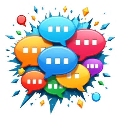 Speech bubble physically exploding into symbols sticker