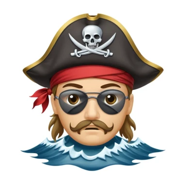 pirate with eye sailing a ship in strom sea background sticker