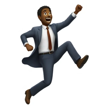 a man is laghunig and jump sticker