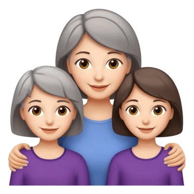 A mum with short Gray hair and her two adult daughters with brown hair sticker