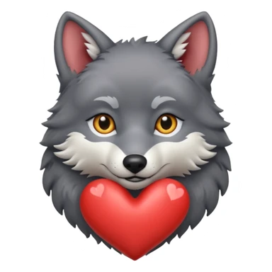 cute dark grey wolf inside heart sticker