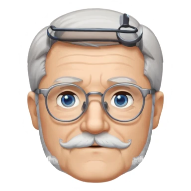 Create me an emoji of an old man. Gray short size hair. Gray beard. Glasses. Blue eyes sticker