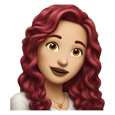 Beautiful tattooed  burgundy long haired woman blushing in love sticker