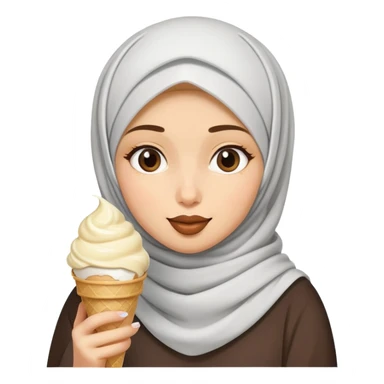 Girl wearing hijab eating vanilla ice cream sticker