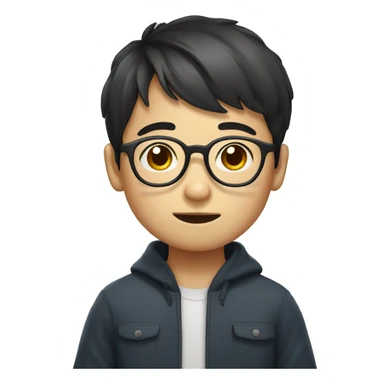 korean boy with glasses sticker