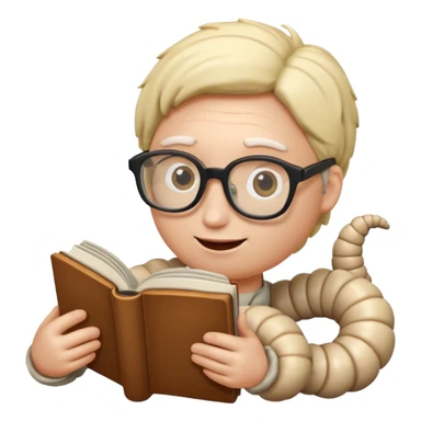 worm reading book sticker