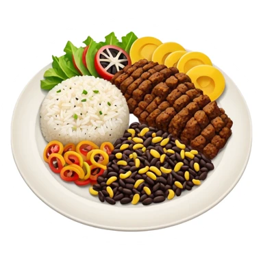 Food plate with rice, bean, minced meat and salad sticker