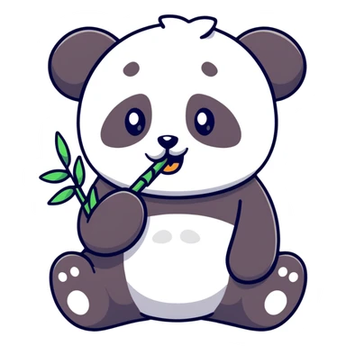 Adorable panda eating bamboo sticker