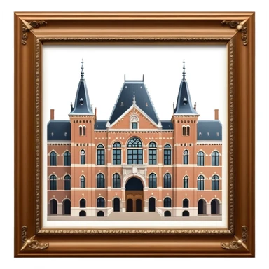 Cinematic Realistic Rijksmuseum Landmark Emoji, depicted with the grand facade of the museum rendered in intricate detail and soft, historical lighting. sticker