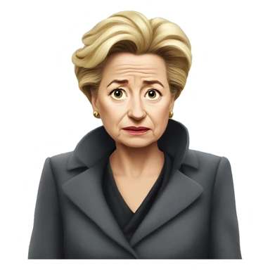 photorealistic Ursula von der Leyen sad sticker