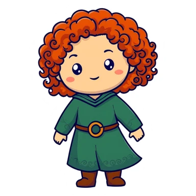 Merida from Brave with extremely long wild curly red hair and face completely covered with freckles sticker