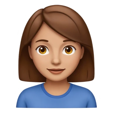 emoji of a 30-year-old woman, mature appearance, brown hair, friendly expression sticker