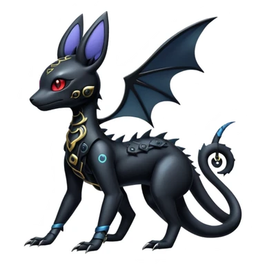 Shiny Dark Cute Majestic Sophisticated Modern Gothic Gloomy Futuristic Scaly Cyber-Salandit-Umbreon-Delcatty-Hybrid (Full body) sticker
