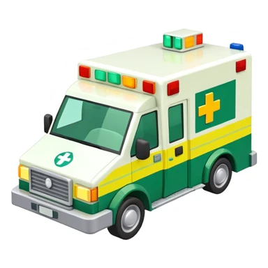 isometric yellow and green ambulance  sticker