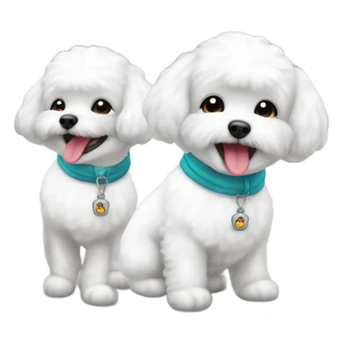 A cute and happy bichon frise with hair in a bun Asian woman at the airport  sticker