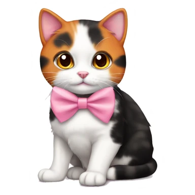 cute orange black calico cat with pink bow  sticker