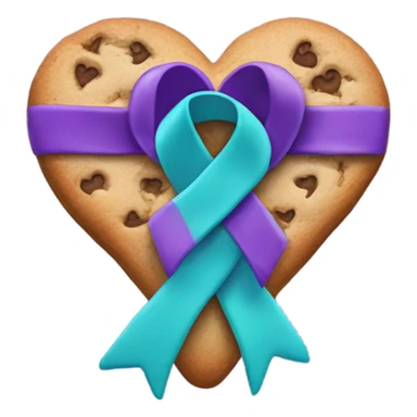 Purple teal Suicide awareness ribbon on heart cookie sticker