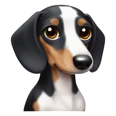 Black white tan piebald dachshund purple bow top head sticker