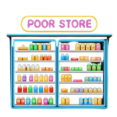 Convenience store named poor store and more sticker