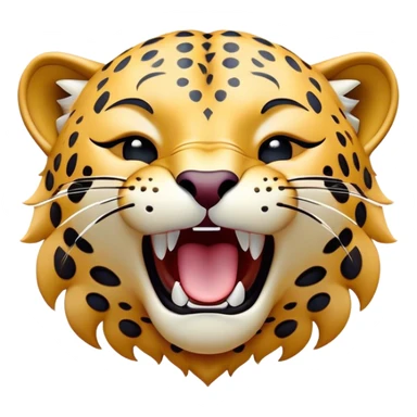 Cinematic Cute Yawning Jaguar Portrait Emoji, Head tilted slightly with a dramatic, wide-open yawn, showcasing a lithe, graceful build with distinctive rosette patterns and sleepy, half-closed eyes, Simplified yet irresistibly adorable features, highly detailed, glowing with a soft, cozy wild glow, high shine, relaxed yet expressive, stylized with a dash of whimsical feline charm, soft glowing outline, capturing the essence of a drowsy yet affectionate guardian that appears ready to stretch out for a nap! sticker