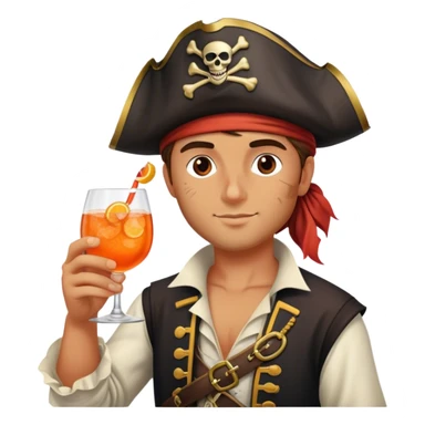 a young pirate drinking aperol spritz cocktail sticker