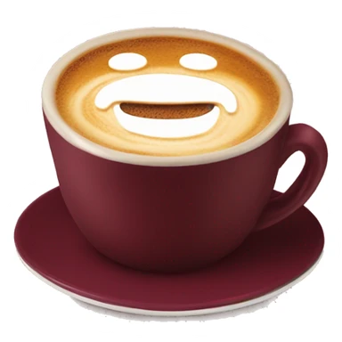 cappuccino in a burgundy mug with saucer sticker